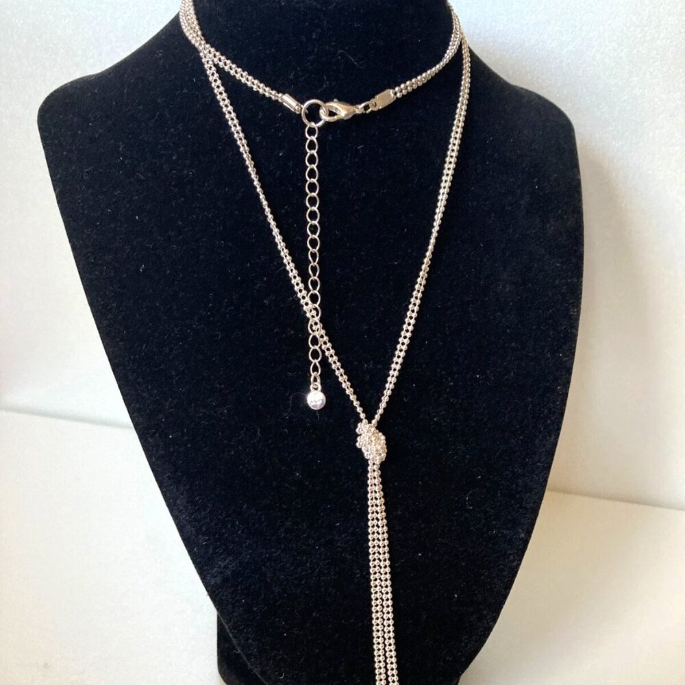LIZ CLAIBORNE Silvertone Chain Lariat Necklace preloved jewelry